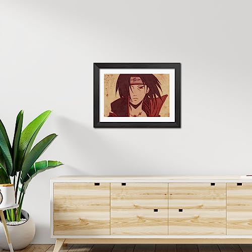 Image of TenorArts Itachi Uchiha Poster Naruto Anime Posters Laminated Photo Frame Painting with Matt Finish Black Textures (12inches x 9inches)