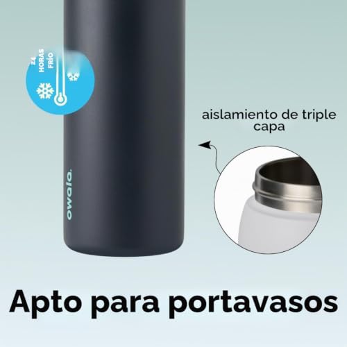 Miniatura 4 de Owala Freesip Botella Agua Acero Inoxidable Con Pajita, 945 Ml - Botella Térmica A Prueba De Fugas Para El Deporte Y Los Viajes, Sin Bpa, Foggy Tide
