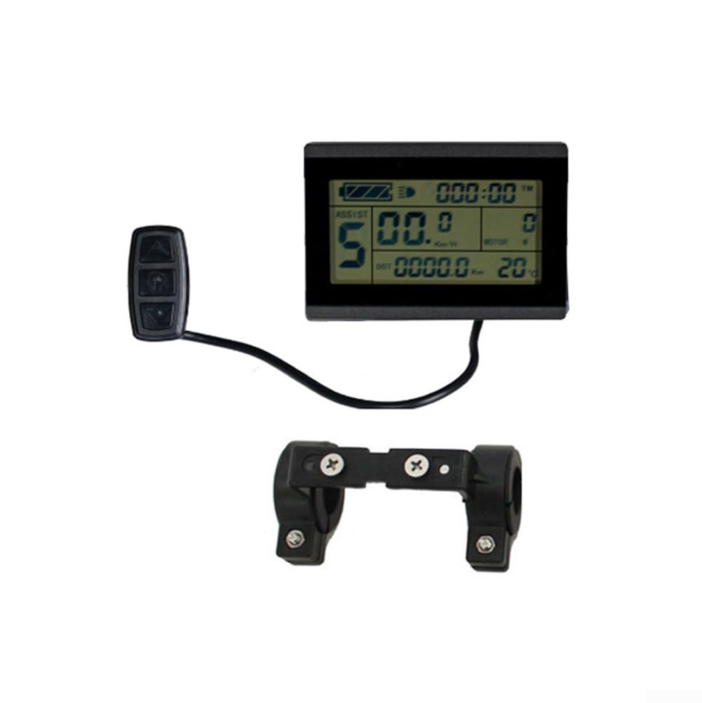 DAZZLEEX E-Bike Compteur de vitesse avec écran LCD polyvalent pour vélo électrique avec prise USB Compatible avec systèmes 24/36/48 V