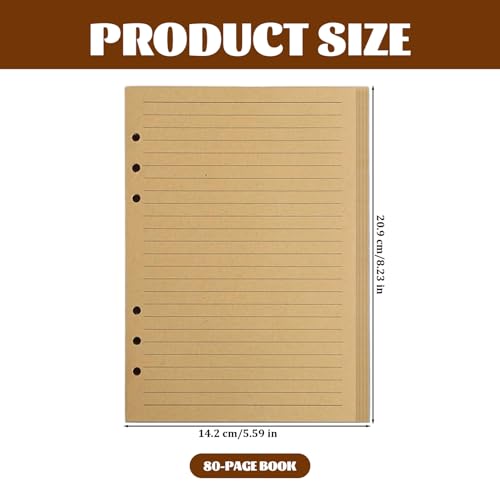 Refil de papel A5, calendário de fichário A5 forrado, inserções de planejador A5 com 6 anéis, refil