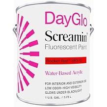 DayGlo Fluorescent Water-Based SRX Low Odor Latex Paint Rocket Red SRX-13, High Visibility Neon Color for Interiors, Crafts, Safety, and DIY Applications, Gallon
