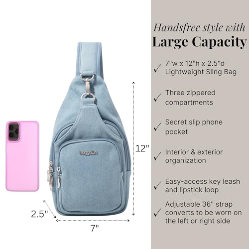 Image of Baggallini Women's Central Park Sling 12 inchx7 inch Crossbody Bag W /Convertible Adjustable Shoulder Strap