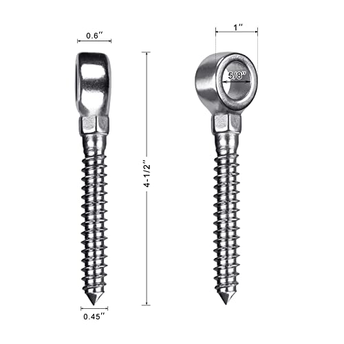 Insaga 304 Stainless Steel Gate Hinges For Wooden Fences Heavy Duty, One-Piece Molding Screw Eye Hook For Wooden Farm Gate Hinge Bolts, Eye Hinges With Hole Dia 5/8'' To Adjust Gate Sag (Set Of 2) #TOP3