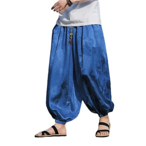 Pantalon homme soie lâche respirant et ultra léger à taille haute