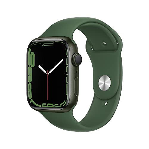 Apple Watch Series 7 (GPS), Caixa em alumínio verde de 45 mm com Pulseira esportiva trevo