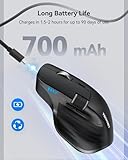 TECKNET Bluetooth Mouse, Wireless Mouse with Thumb Scroll, Rechargeable Mice, Dual Bluetooth 5.0 & 2.4GHz, Ergonomic, 4800DPI Adjustable, Silent Click, Computer Mouse for Windows/Mac OS- Dark Gray - Image 5