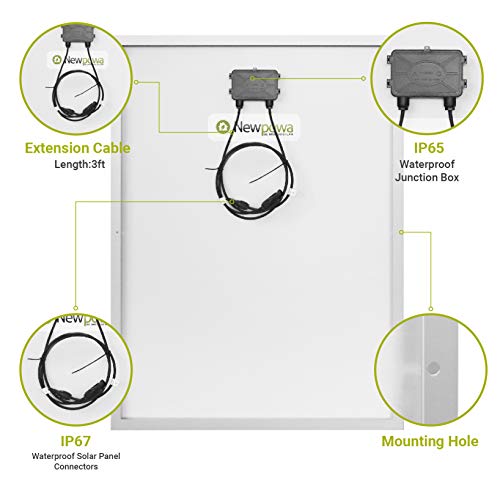 Newpowa 100 Watts 12 Volts Polycrystalline Solar Panel 100W 12V High Efficiency Module Rv Marine Boat Off Grid #TOP3