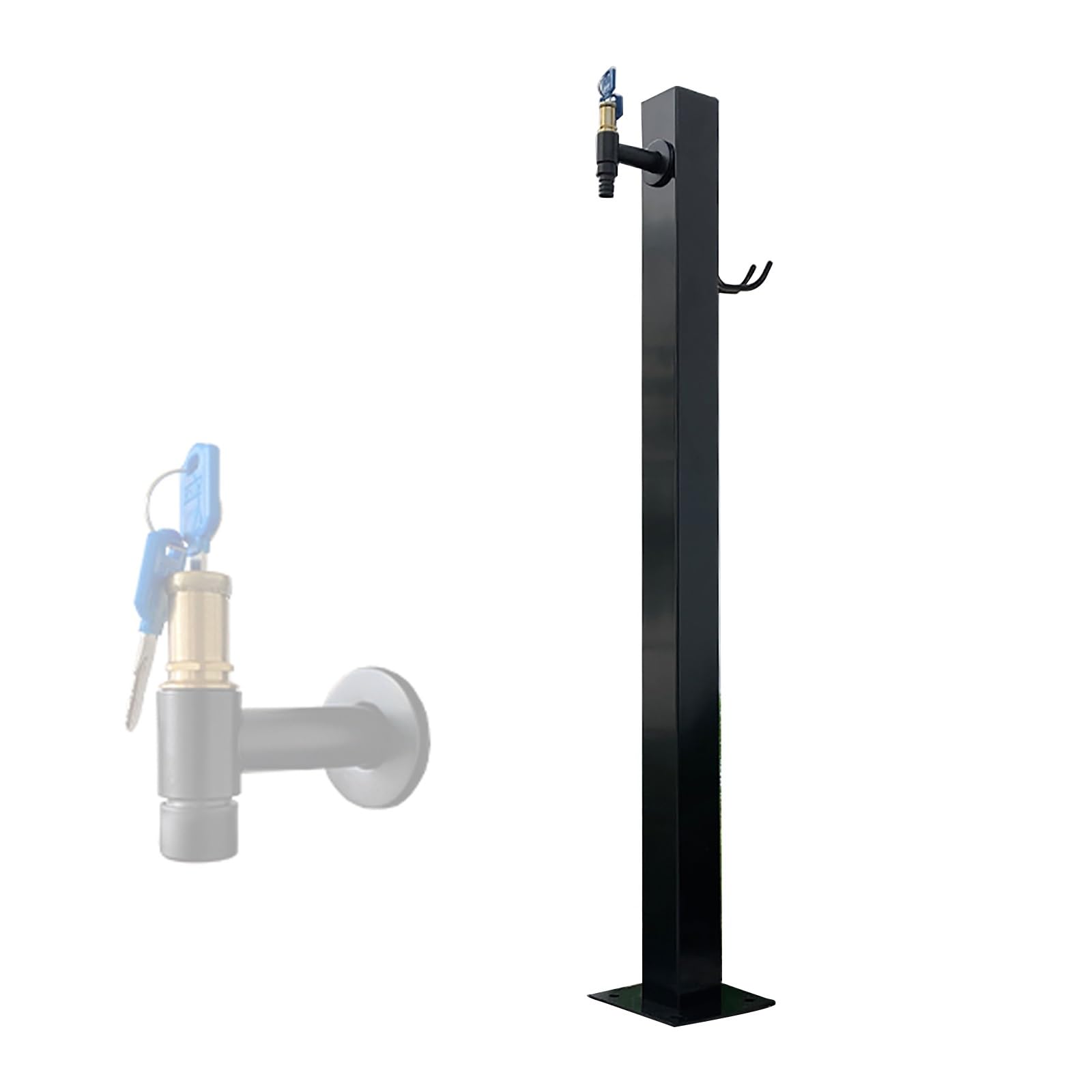 XBTGS Colonna d'acqua da giardino all'aperto, fontana per tubo da giardino, estensore per tubo flessibile da esterno in ottone con serratura a cilindro per tubo flessibile, monocolore, un colore