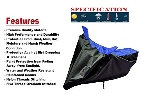 Image of Riderscart 100% Water Proof Scooty Cover for Honda Activa i Two Wheeler Cover with Universal Tyre Light Blue Fancy Light Tail Light Plastic (Blk Cover with T Light) (Black Blue)