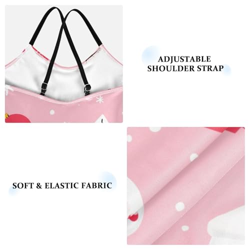 KLL Cute Cartoon Character and Christmas Elements Pink Girls' 1 Piece Swimsuits Beach Swimming Suits Adjustable Shoulder3