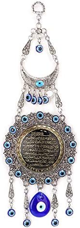 Hztyyier Hamsa Wall Decor Turkish Blue Evil Eye Ornament Amulet Delicate Blue Glass Pendant Home Lucky Protection Wall Hanging Decor