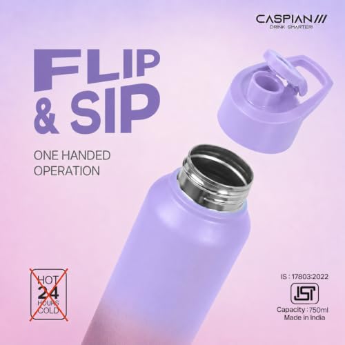 Image of Caspian Hike Customised Stainless Steel Water Bottle 750ml, Bubblegum with Logo Print - Personalised Water Bottle with Your Name Print for Kids Teens School Office Gym- Perfect for Corporate Gifting