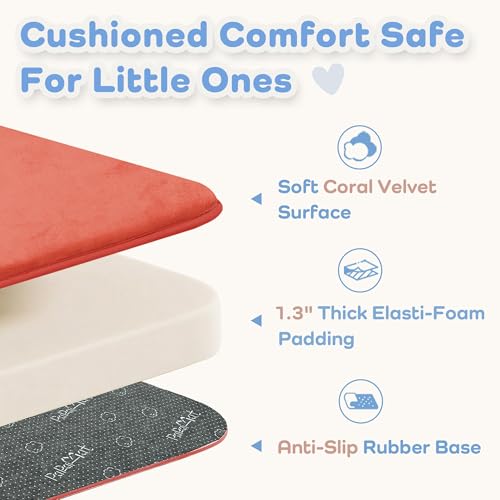 Image of 1.3 inch Thick Baby Floor Play Mat 50x50, Basic Padded Foam Mat for Tummy Time Crawling, Non Slip Cushioned for Babies Toddlers Infants Kids (Coral)