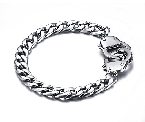 VNOX 17mm Damen Herren Edelstahl Kubanische Gliederkette SM Handschellen Liebesarmband, 20.5cm Länge, Geburtstagsgeschenk