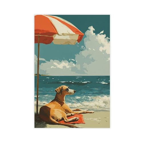 Poster lévrier sur toile 41x61 cm pour décoration murale