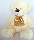 Wagner 9005 - XXL Plüschbär Teddy Bär mit Schal - 100 cm groß - weiß - Teddybär Kuschelbär