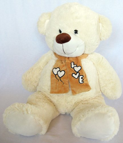 Wagner 9005 - XXL Plüschbär Teddy Bär mit Schal - 100 cm groß - weiß - Teddybär Kuschelbär