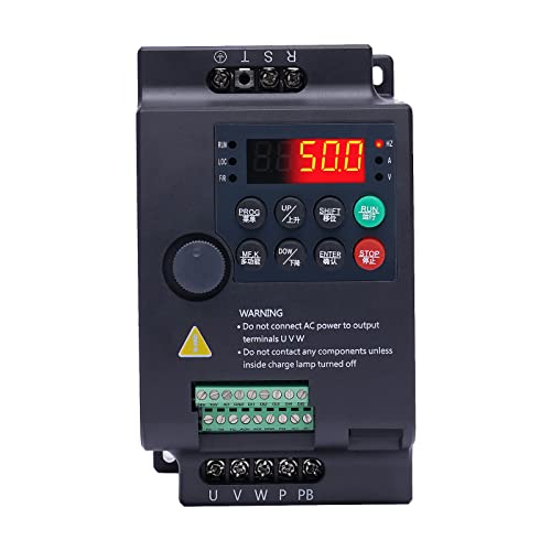 VFD Single to 3 Phase, AC 220V/2.2KW 3HP 10A CNC Single-Phase Variable Frequency Drive Inverter, VFD Speed Controller Inverter for 3-Phase Motor (Single Phase Input, 3 Phase Output)