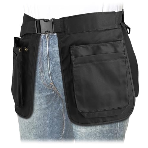 MUCHER Trainingsschürze Hundesport Kellnertasche Arbeitstasche Hippie-Gürteltasche Multifunktions-Hüfttasche aus Stoff Schweißfest Seitliche Gürteltasche für Damen Herren Wandern Trekking (Schwarz)