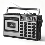 Audiocrazy Tragbarer Kassettenspieler mit Radio FM/MW/SW, Kassettenrekorder mit USB/SD-Aufnahme, Kopfhöreranschluss, 5W Lautsprecher für Zuhause, Küche, Büro