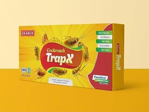TrapX Cockroach Killer Sticky Glue Roach Trap with Strong Food Bait (Set of 10 Piece)
