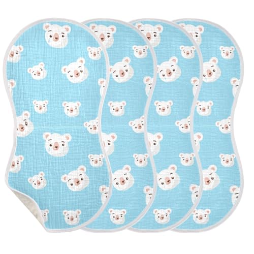 2 Pack Baby Burp Cloths, Soft Absorbent Burping Cloths for Babies, Cotton Milk Spit Up Rags, Large Size for Newborns, Baby Boys and Girls (Polar Bear Faces)3