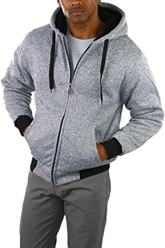 Image of ToBeInStyle Men's Polar Fleece Long Sleeve Zip Up Kangaroo Pocket Cold Weather Hoodie Jacket