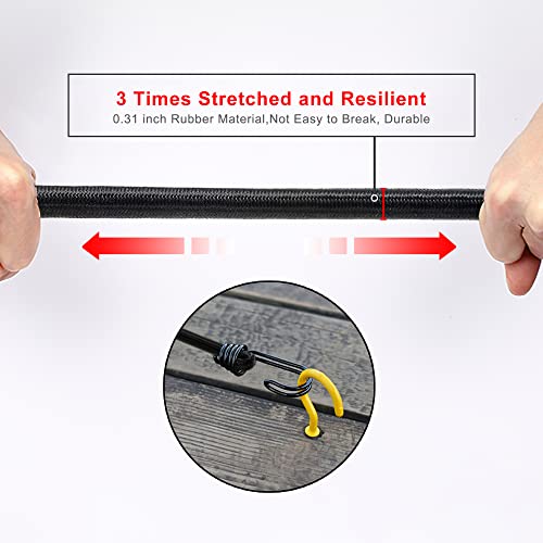 Moladri 32 Inch Bungee Straps With Hook, Long Heavy Duty Rubber Cords, 6 Pack Extra Strong Latex Elastic Rope For Outdoor Camping Bikes Cargo Luggage Rack Tarps Tents - Black #TOP3