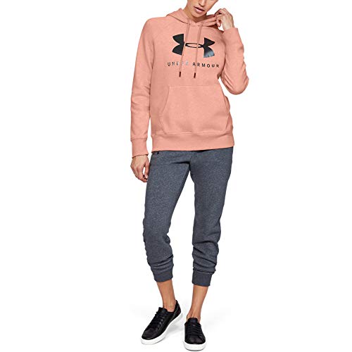 Under Armour Women's Rival Fleece Sportstyle Graphic Hoodie, Calla Medium Heather (689)/Jet Gray
