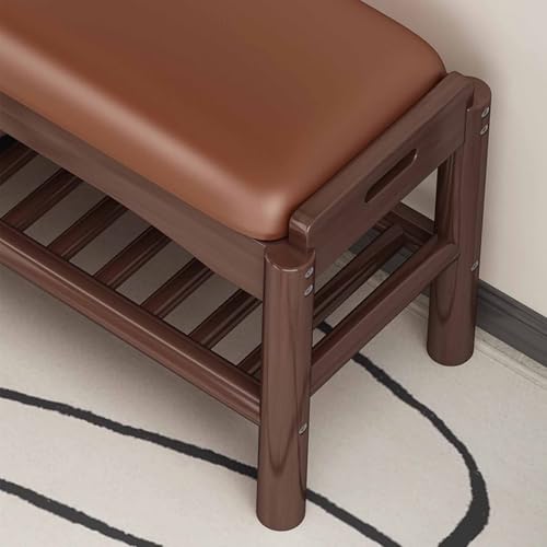 Banc à chaussures réglable en bois à 2 niveaux et coussin confort