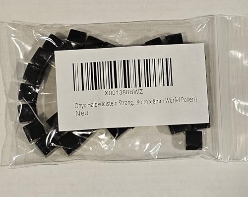 Perlin Onyx Cube Beads 8 mm Black Shiny Natural Stone Cube Gemstone Bead Strand for Bracelet Necklace Jewellery DIY Approximately 40 Pieces - Image 4