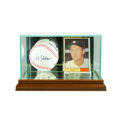 Perfect Cases MLB Card & Baseball Glass Display Case Walnut