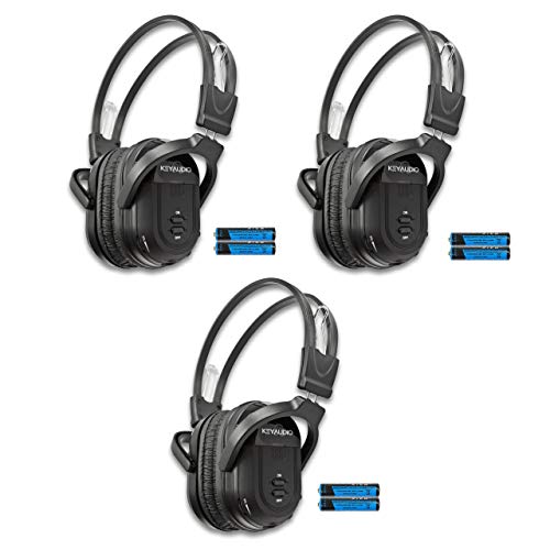 3 Pack of Two Channel Folding Universal Rear Entertainment System Infrared Headphones Wireless