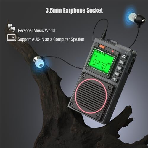 Raddy RF75A APP Control Shortwave Radio, Portable AM/FM/VHF/SW/WB Weather Radio, Pocket Radio Rechargeable w/ 9.85 Ft Wire Antenna