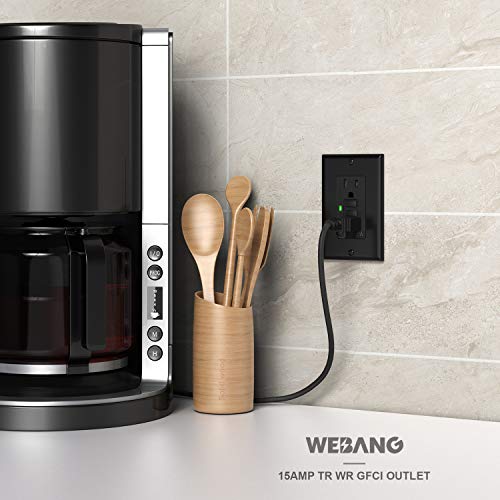 [10 Pack] Webang Self-Test Gfci Outlets, Tamper-Resistant And Weather-Resistant, Gfci Receptacle With Led Indicator, Decorative Wall Plates And Screws Included, 15 Amp/125 Volt, Etl Listed, Black #TOP5