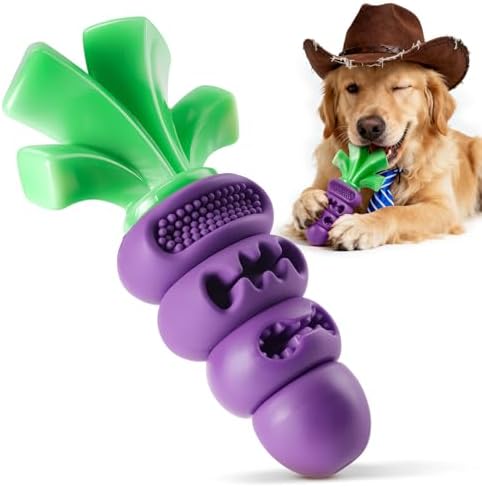 Indestructible Dog Toys for Aggressive Chewers: Heavy Duty Milk-Flavored Chew Toy for Medium & Large Dogs 20–70 lb, Dental Teeth Cleaning, Long-Lasting Enrichment, Holiday Dog Gift (Purple)