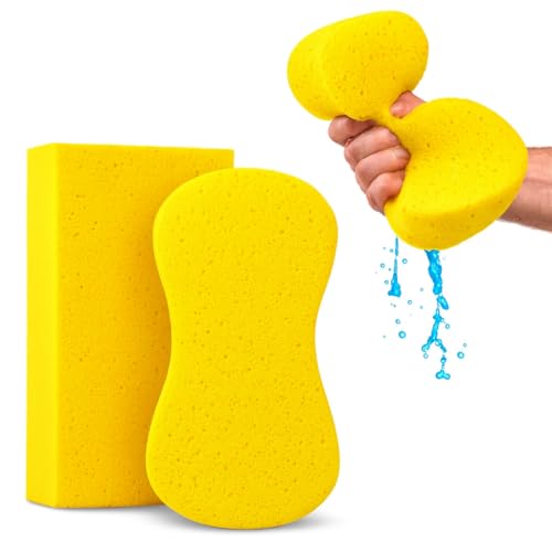 Multi-Purpose Sponges for Cleaning - Yellow 2 Pack Large Sponges for Car Washing Tile & Grout All Purpose Cleaning