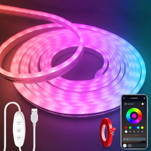 Yeewhale 5V Neon Rope Lights10ft RGB LED Strip Lights with App Control