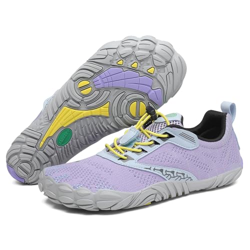 SAGUARO Barefoot Hombre Mujer Zapatillas Minimalistas Calzado Minimalistas Zapatillas de Trail Running Exterior, Free Ⅰ -Zapatos Barefoot Morado,Gr.39