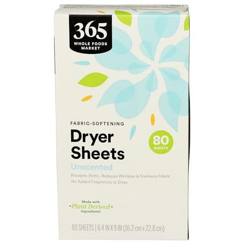 365 by Whole Foods Market, Fabric-Softening Dryer Sheets, Unscented, 80 Count