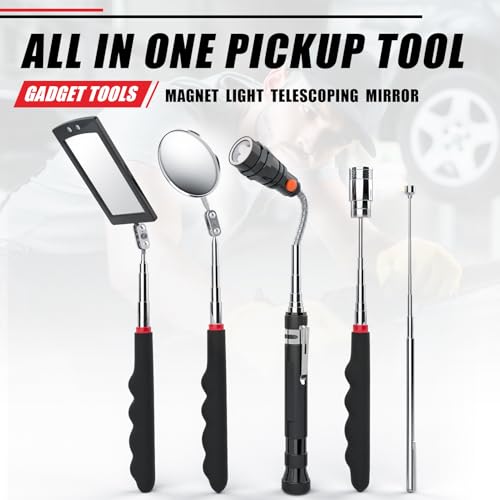 Fathers Day Dad Gifts, Telescoping Magnetic Pick Up Tool Set, Extendable Magnet Flashlight with Inspection Mirror, Flexible LED Flashlight, Mens Gifts, Birthday Gifts for Husband, Dad, Him, Women — view 2