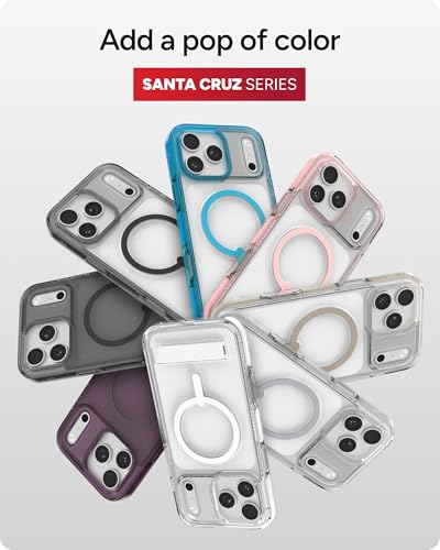 Image of ZAGG Santa Cruz Snap Case with Kickstand for iPhone 17 Pro Max - White, Drop Protection (13ft /4m), MagSafe Charging Compatible, ClearGuard Anti-Yellowing Technology, Scratch Resistant Phone Case