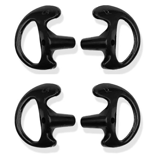 Mocturnity 4X Austauschbare Silikon-Ohrhörer, Dreieck-Ohrstöpsel mit Luftschlauch, Headset, Schwarz, Größe L, Walkie-Talkie-Zubehör