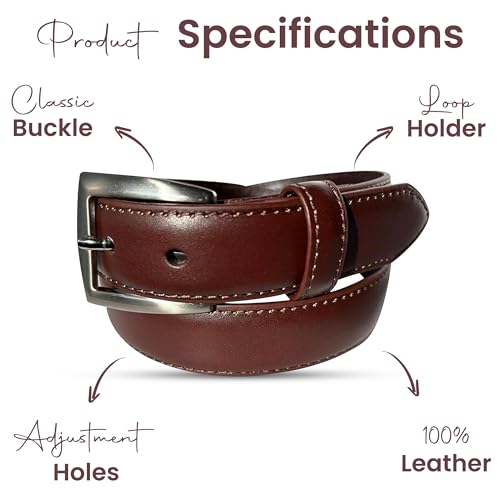 Men's Black & Brown Leather Belt – 1 1/8" Top Grain Leather Belt for Men & Women 30mm | Nickel-Free Metal Buckle4