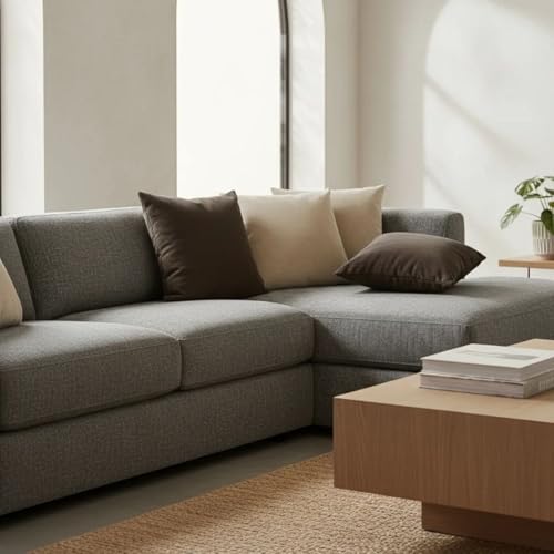 Almofadas Decorativas Kit Com 4 Almofadas Cheias Nude e Marrom
