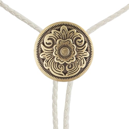 Image of GelConnie Floral Bolo Tie for Men Womens Bolo Tie Necklace Native American Black Men's Bolo Ties Western Cowboy Bolero Ties