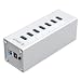 Produktbild ORICO Aluminium USB Hub (USB 3.0, 7 Ports, Silber) Datenhub mit 12V 2.5A Netzteil - High-End, Highspeed - für Desktop-PC Computer Notebook MacBook iMac