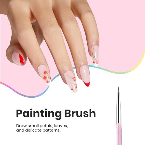 Image of Beetles Nail Art Brushes Set for Gel Polish 3 Pcs Nail Art Design Pen and One White Painting Gel All-in-One Petal Brush Kit Flower DIY with Palette Dotting Manicure Tool Set