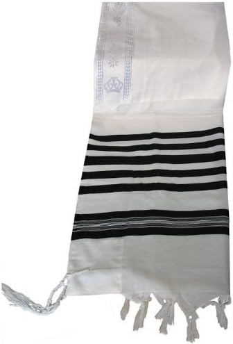 Talitnia Israel100% Wool Tallit Prayer Shawl in Black Stripes Size 24" L X 72" W