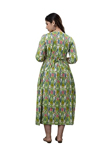 Image of The Moon Star Women's Cotton Floral Printed Anarkali Maternity Feeding Kurti | Breastfeeding Dress for Mothers | Zipper Feeding Kurti, Nursing Kurti, Comfortable and Trendy Maternity Wear